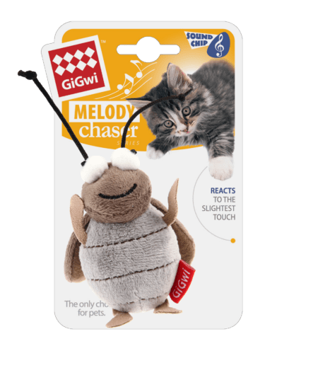 grillo de peluche con sonido para gatos GiGwi Melody Chaser juguete interactivo