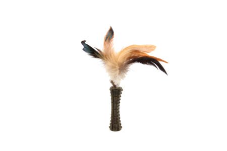 juguete para gatos con catnip y plumas GiGwi Johnny Stick una punta marrón