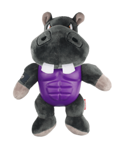 Juguete para perro GiGwi I’m Hero Hipopótamo con squeaker y pecho plástico resistente.