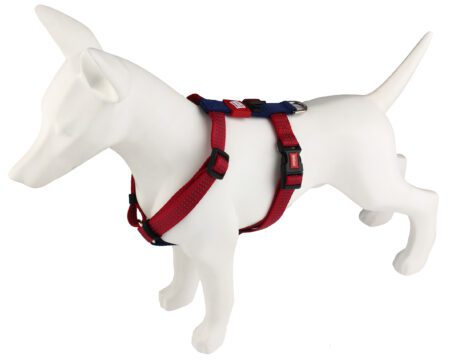 Arnés grande color rojo GiGwi Classic Line para perros, con correas ajustables y costuras reflectantes.