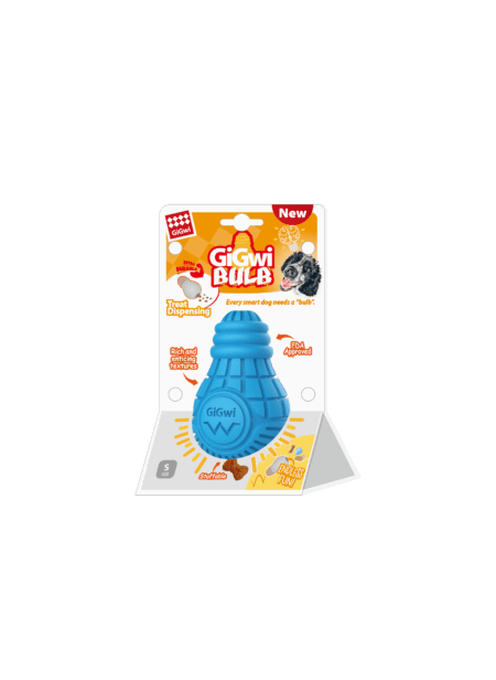 Juguete dispensador de premios para perro talla S color azul forma bombilla