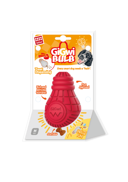 juguete dispensador de premios para perro talla M color rojo forma bombilla